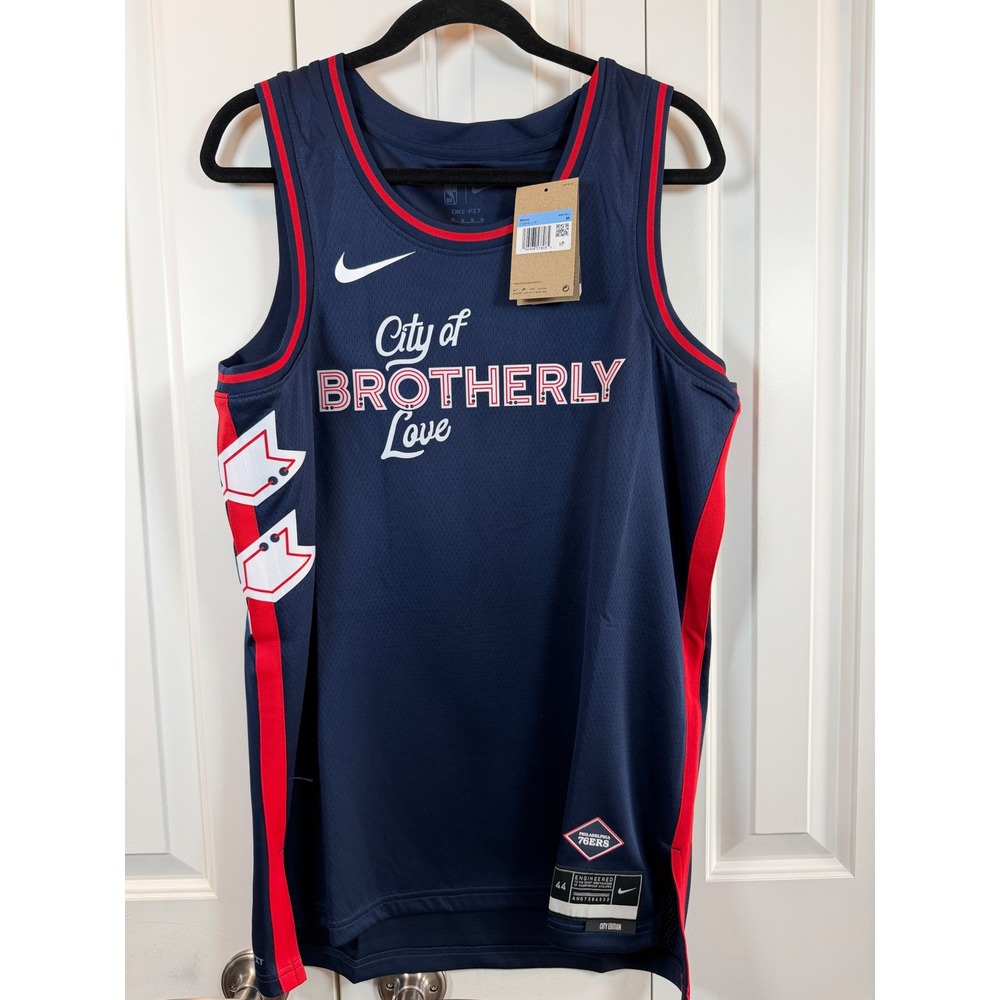 Nike Philadelphia 76ers City Edition Jersey Mens Medium Navy Blue